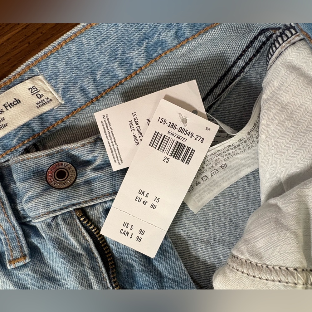 NWT Abercrombie & Fitch The Loose High-Rise Straight Leg Jeans Size 25/0 - Picture 9 of 11